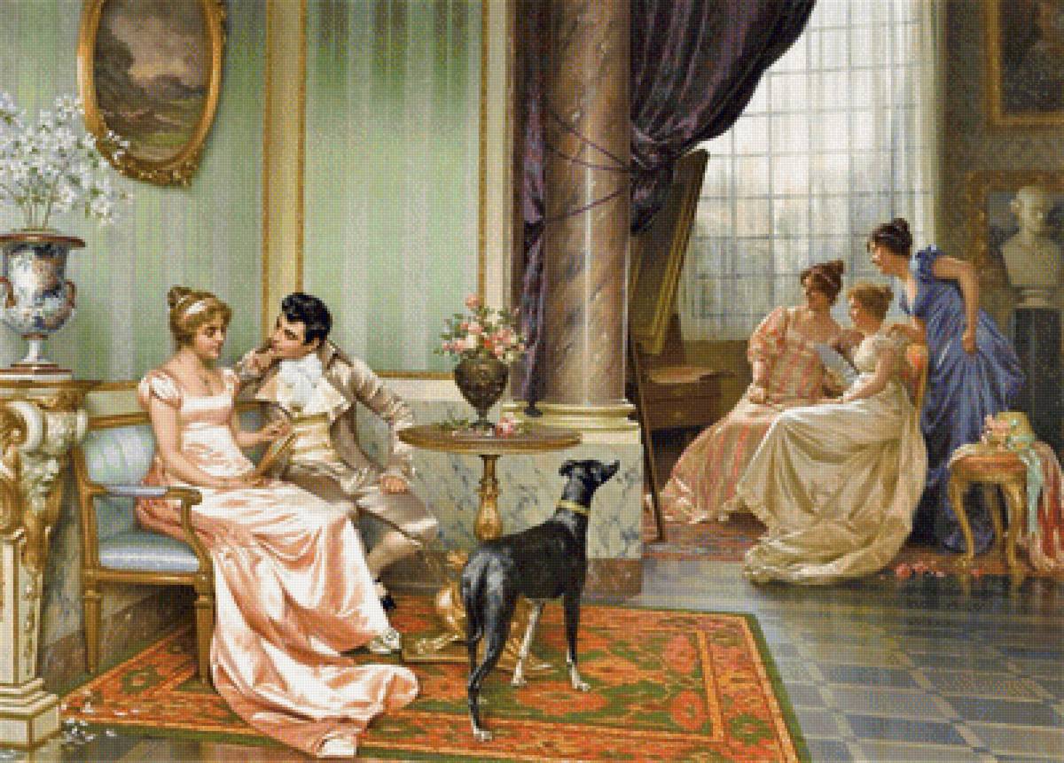 беседа - живопись, картина, люди - предпросмотр