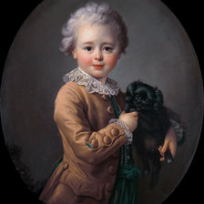 Схема вышивки «Мальчик с черным спаниэлем»