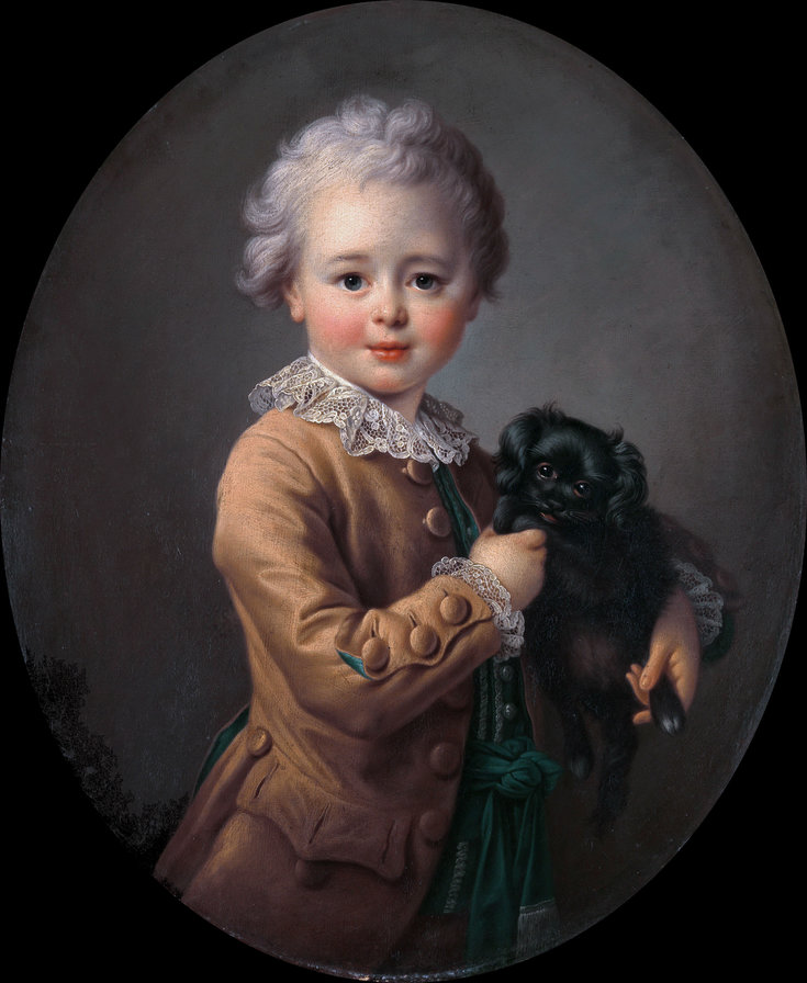 Мальчик с черным спаниэлем - портрет, собаки, дети - оригинал