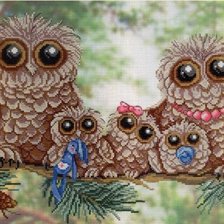 Схема вышивки «Совиная семья»