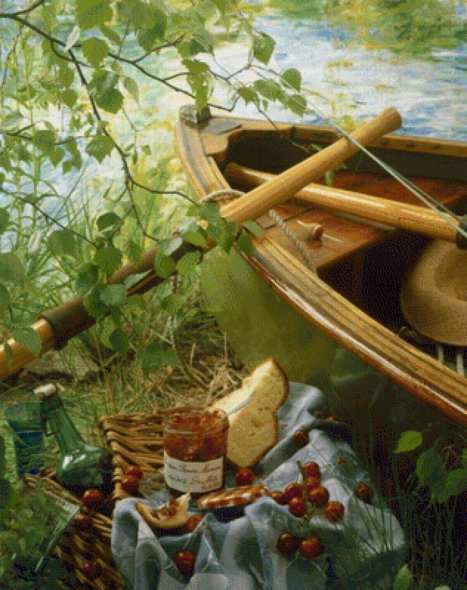 Франсуа Жилле "Сладкие натюрморты" - пикник, натюрморт, лодка - предпросмотр