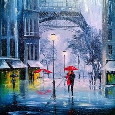 Схема вышивки «Париж под зонтом»