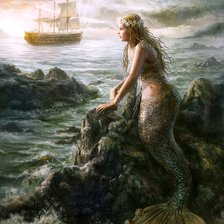 Схема вышивки «Русалка и море»