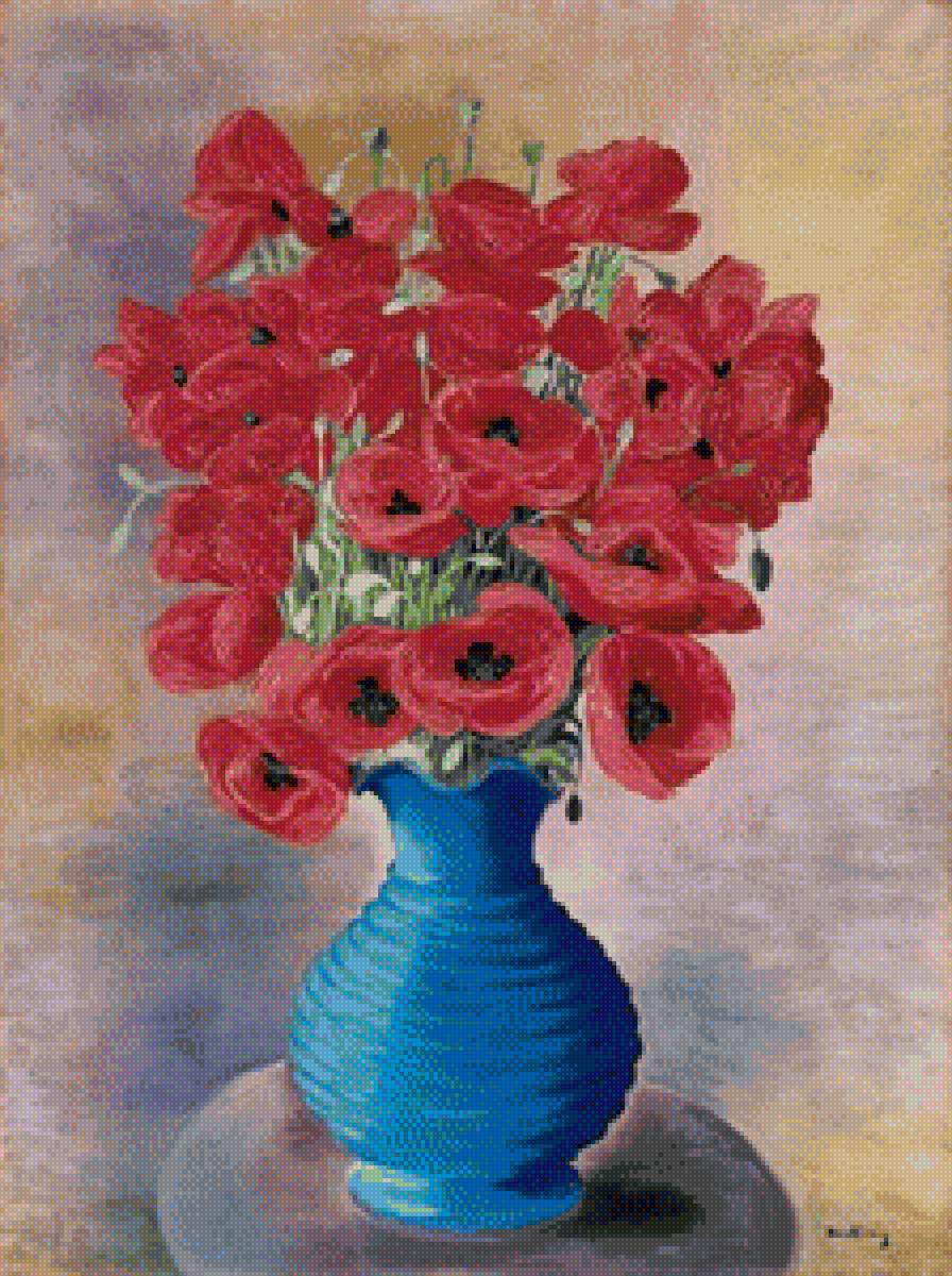 роскошные маки - маки, кислинг, ваза - предпросмотр