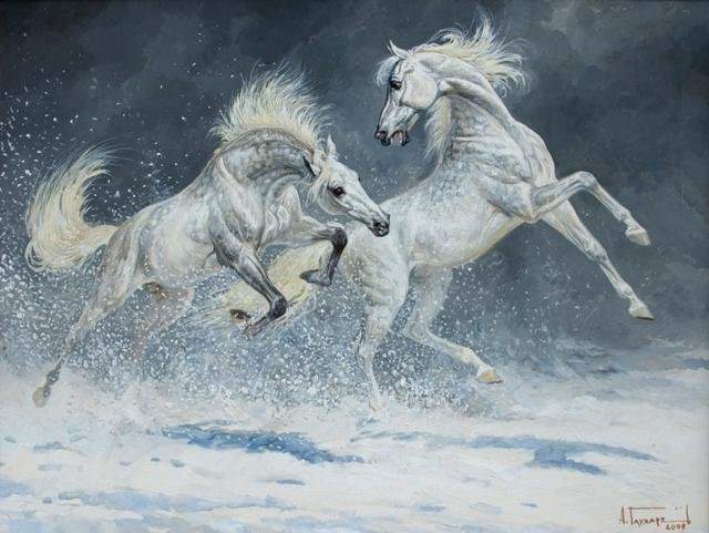 белые кони - пейзаж, природа - оригинал
