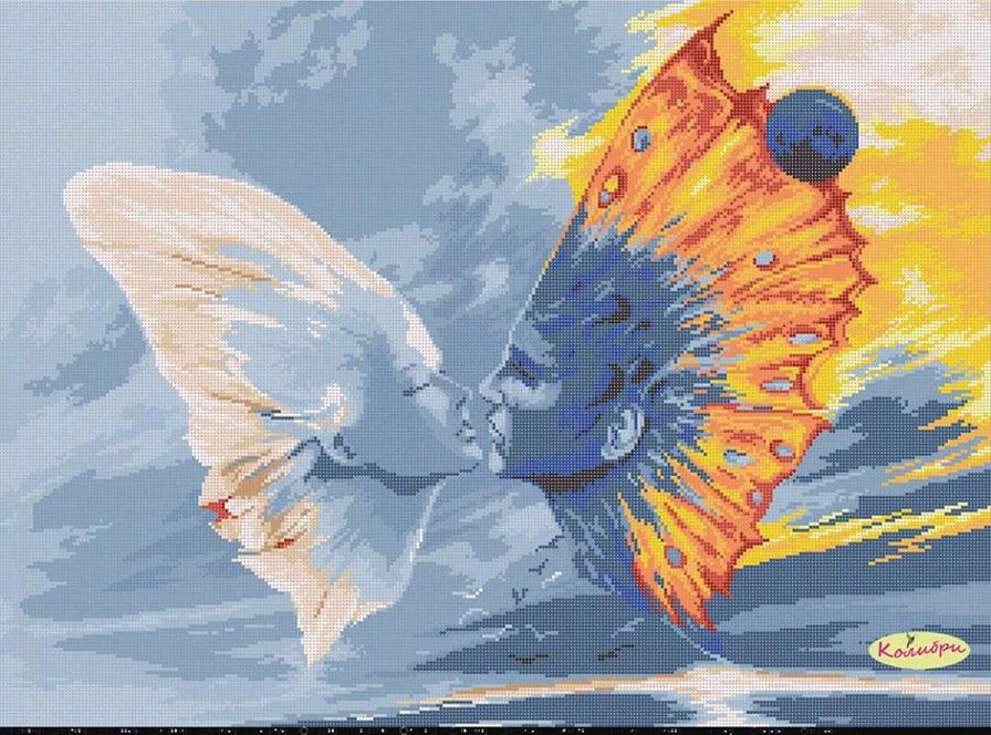 Поцелуй - романтика, бабочка, поцелуй - оригинал