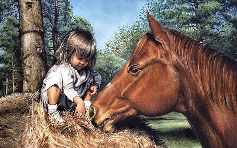 крепкая дружба - люди, природа, живопись, картина - оригинал