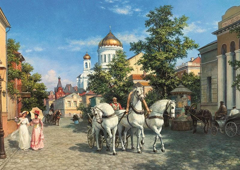 по мостовой - живопись, картина, природа - оригинал