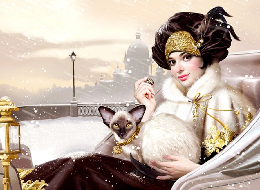 зимняя прогулка - природа, люди, зима - оригинал