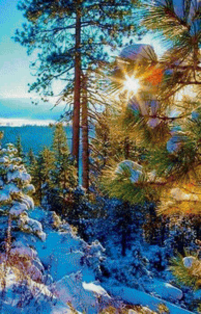 зимний пейзаж - снег, гора, зима - предпросмотр