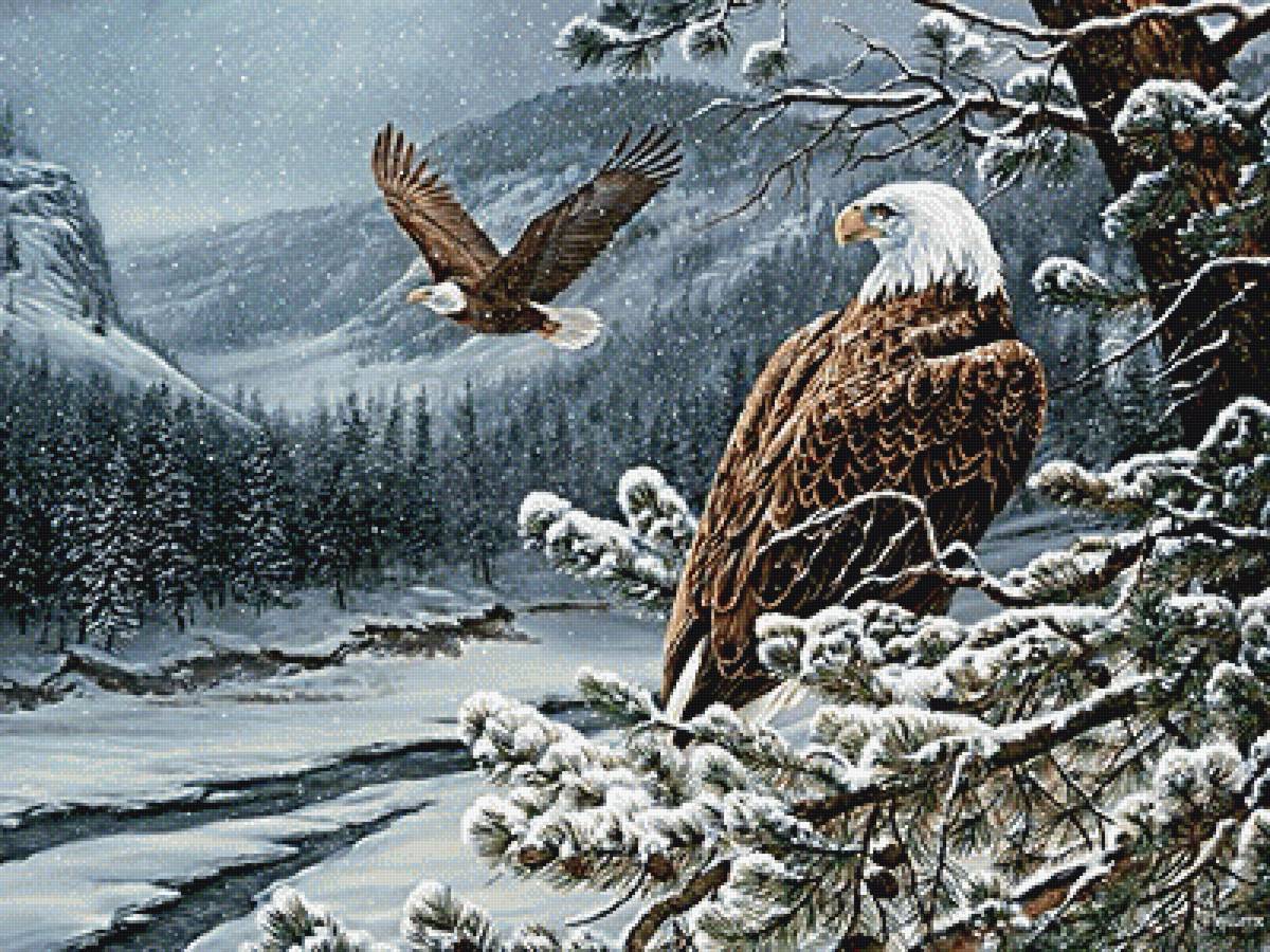 зимняя картина - пейзаж, зима, природа - предпросмотр