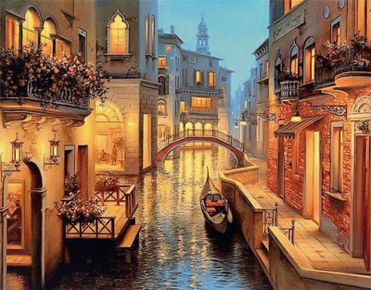 Улочка Венеции - город, живопись, картина - предпросмотр