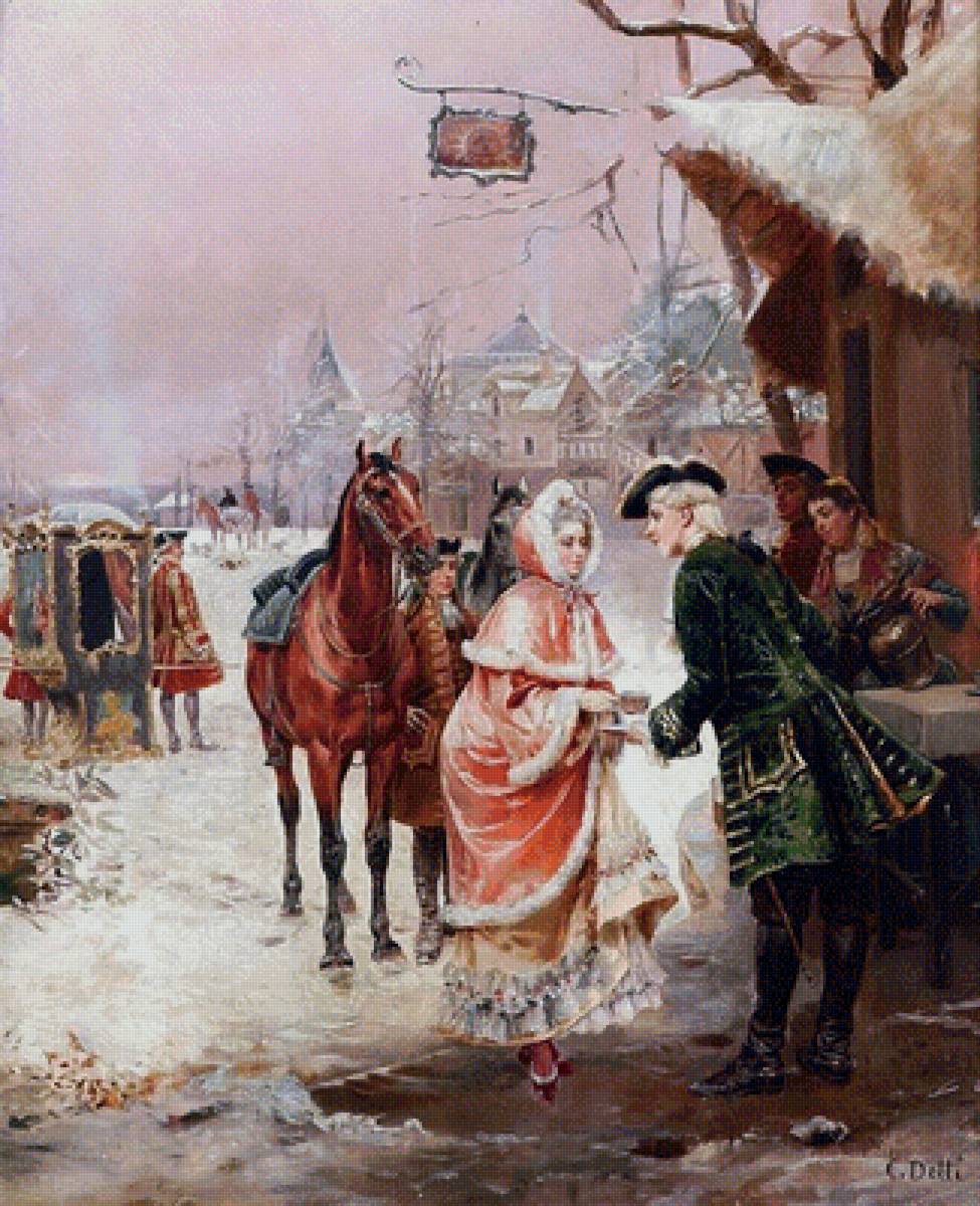 зимняя картина - люди, зима, природа - предпросмотр