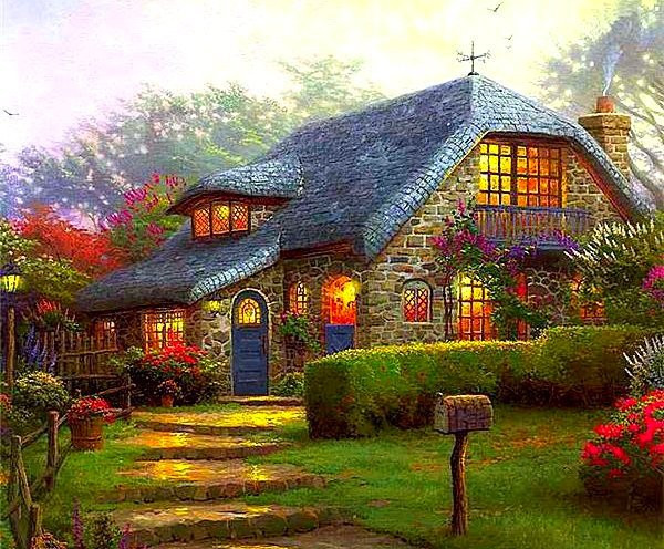 красивый дом - природа, картина, пейзаж - оригинал