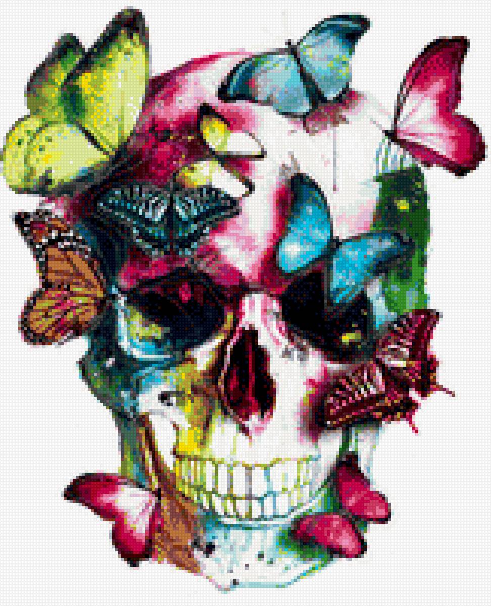 Краски души - бабочка, череп - предпросмотр