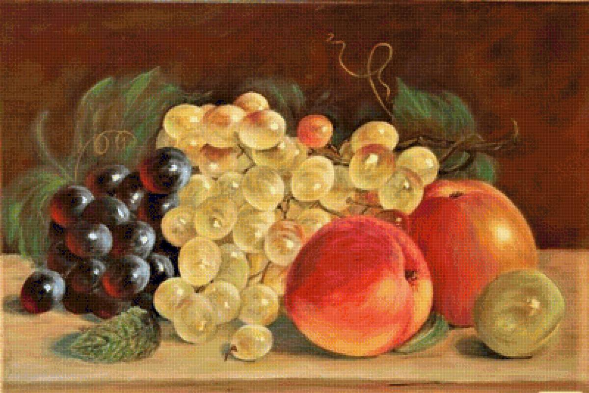 натюрморт - персики, виноград - предпросмотр