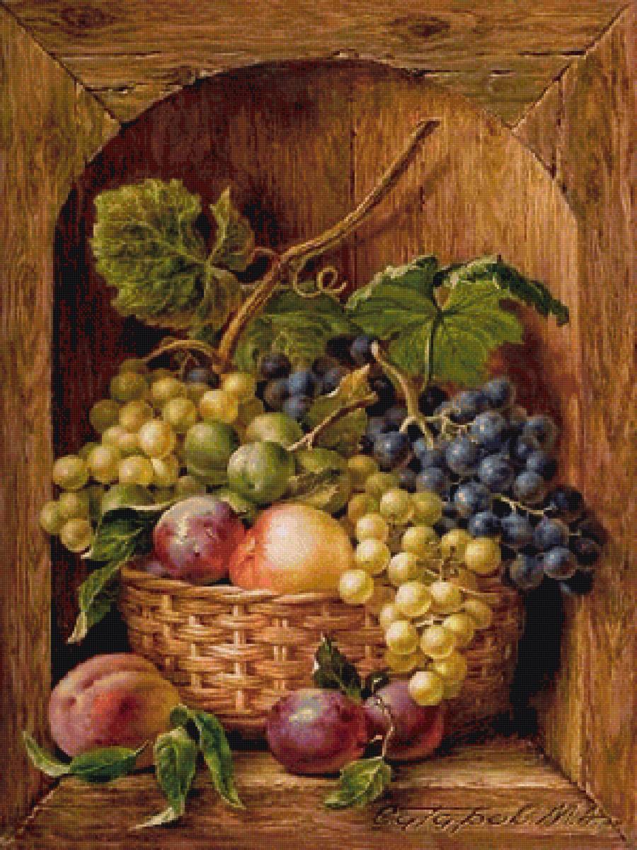 натюрморт - персики виноград сливы - предпросмотр