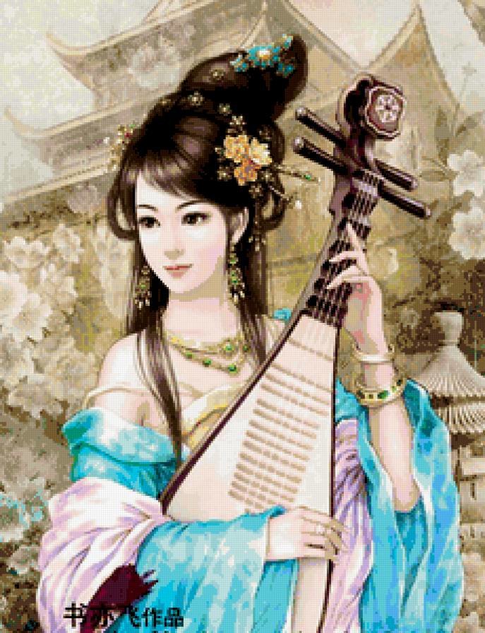 музыка японии - инструмент, девушка - оригинал