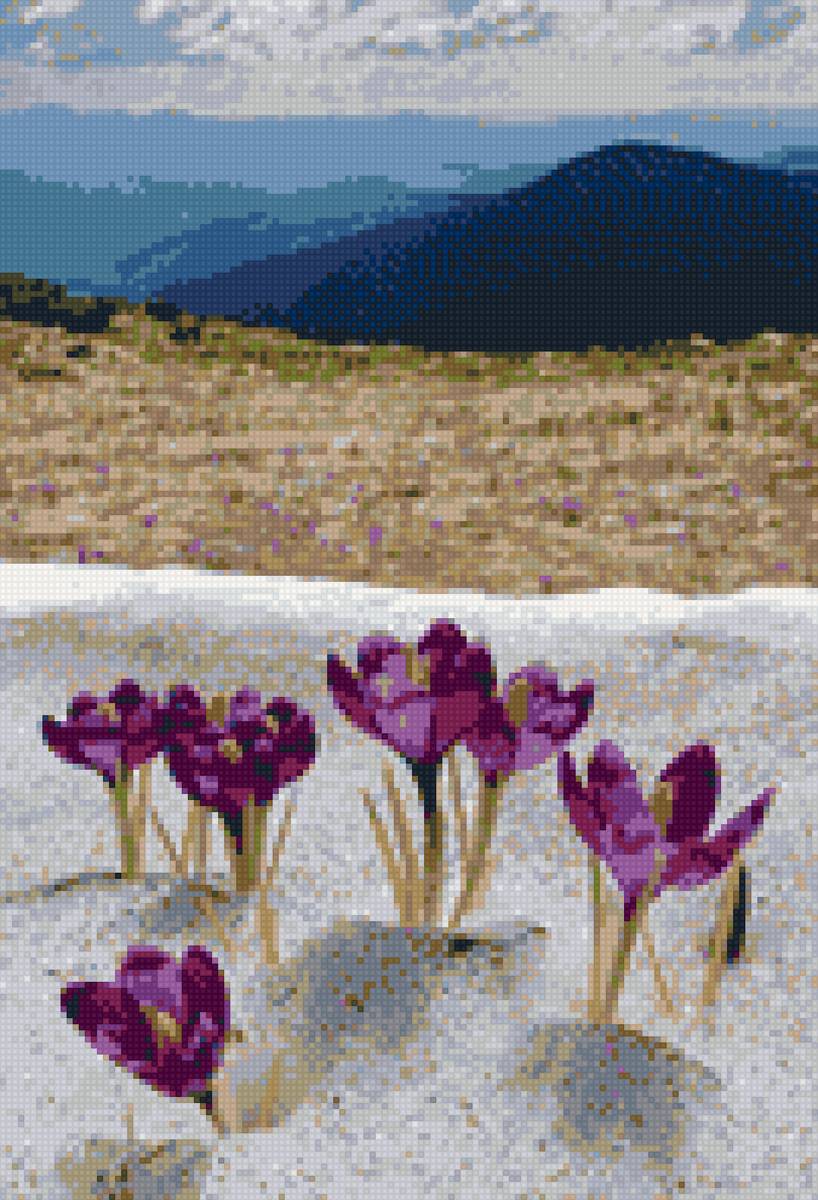 Весна - весна, цветы, снег, горы - предпросмотр