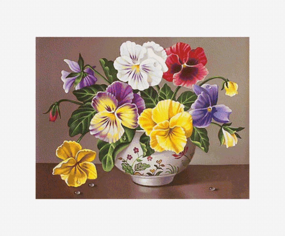 Анютины глазки - цветы, флора, букет - предпросмотр