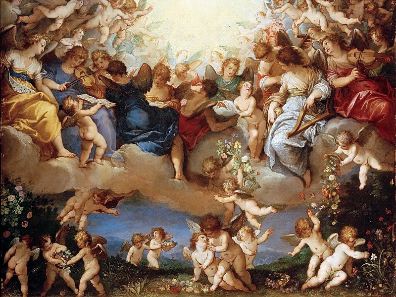 Музицирующие ангелы - живопись - оригинал