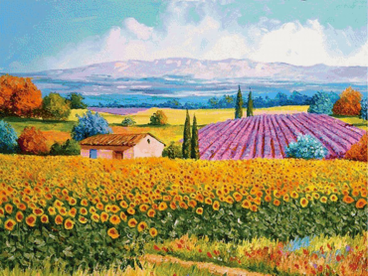Прованс - живопись, прованс, пейзаж, цветы - предпросмотр
