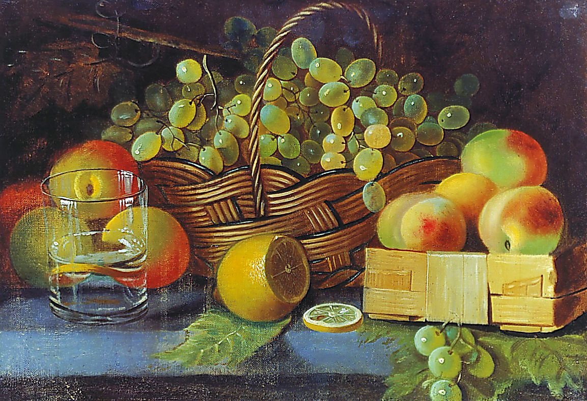 Фруктовый натюрморт. - фрукты. виноград, живопись., натюрморт - оригинал
