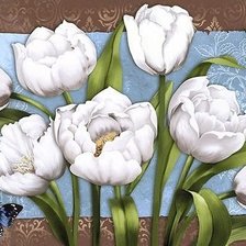 Оригинал схемы вышивки «белые тюльпаны» (№1717911)