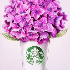 Схема вышивки «Гортензия в стакане»