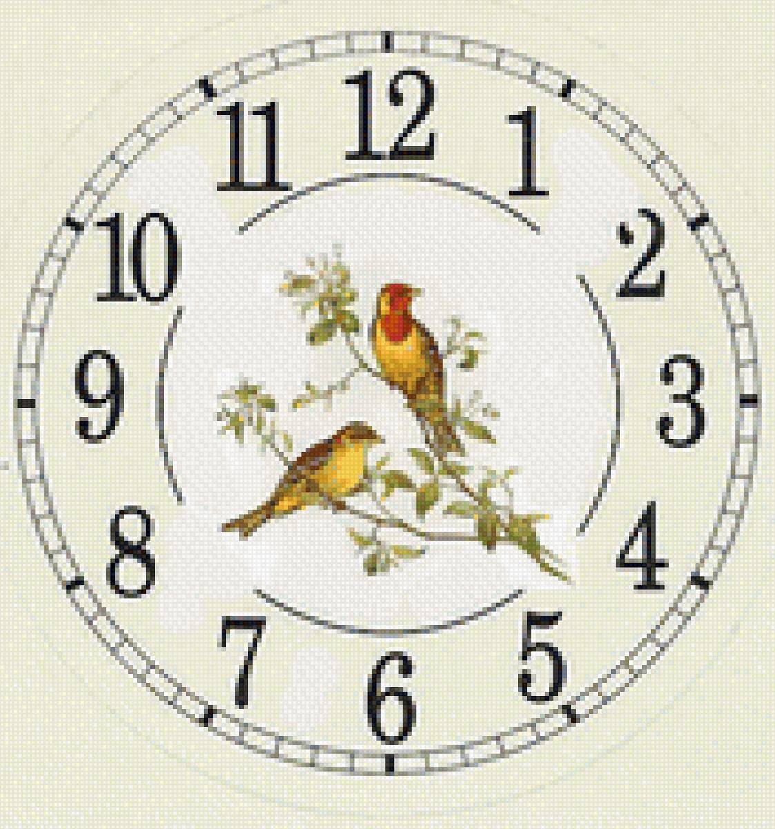 Часы с птичками 1 - птички, часы, циферблат - предпросмотр