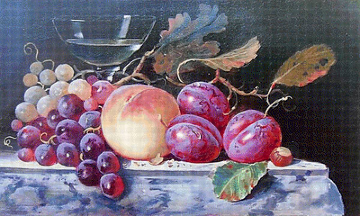 Натюрморт. - бокал, фрукты, натюрморт, живопись. - предпросмотр