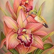 Схема вышивки «kvety,vták»