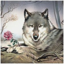 Схема вышивки «волк»