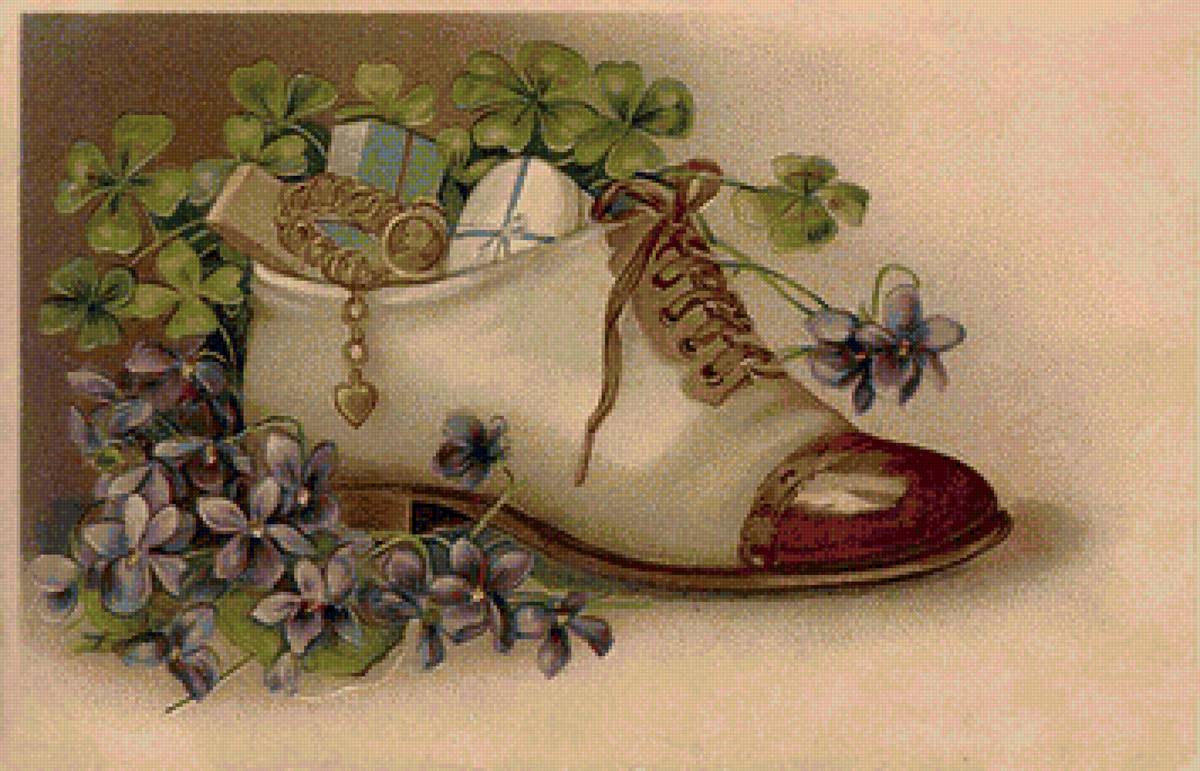Ботинок с подарком - мужской ботинок, украшения, цветы - предпросмотр