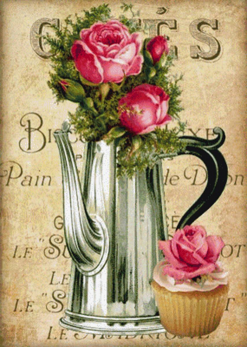 kanvica na kávu,ruže - предпросмотр