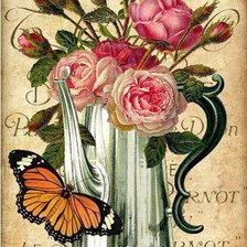 Схема вышивки «motýľ,kvety,kanvica»