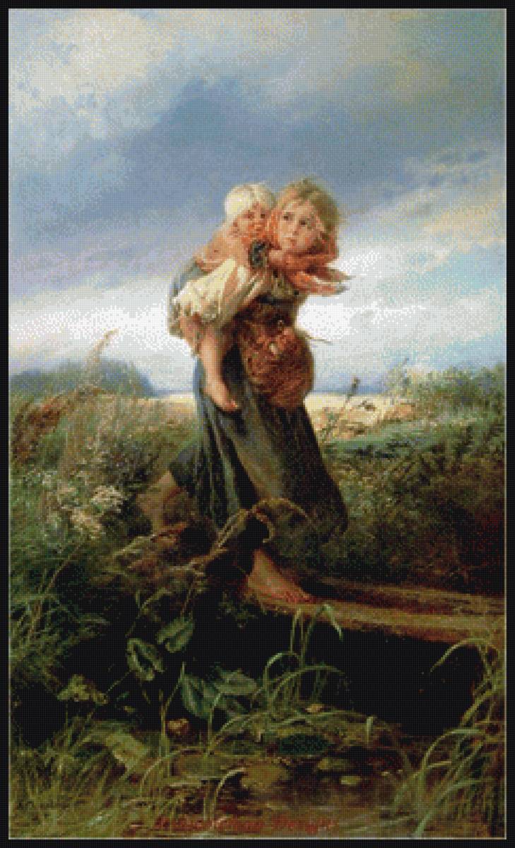 дети, бегущие от грозы - трава, гроза, дети, лето - предпросмотр