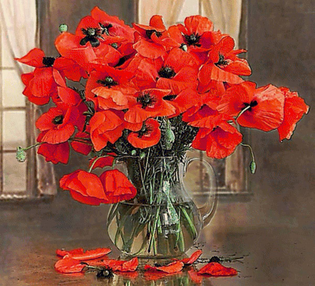 Натюрморт с маками. - букет, маки, натюрморт. - предпросмотр