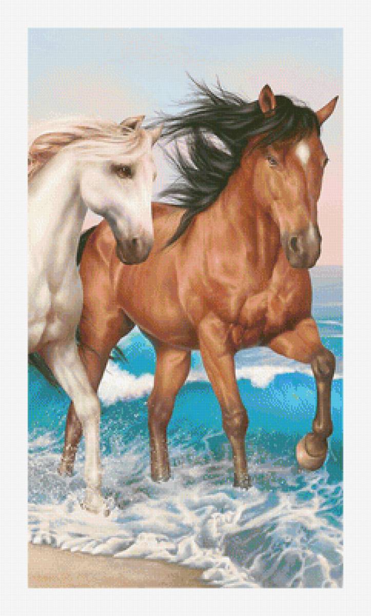 Серия "Кони". Пара. - животные, кони - предпросмотр