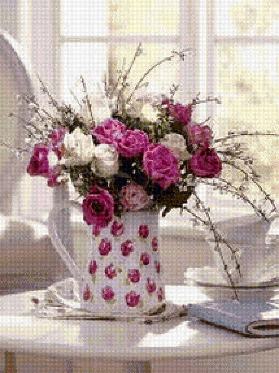 Нежный букет - букет, спокойствие, нежность, розы, пастельные тона - предпросмотр