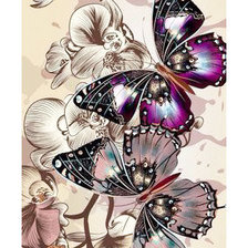 Оригинал схемы вышивки «Панно "Бабочки и орхидеи"» (№1729419)
