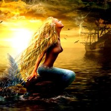 Схема вышивки «Русалка и море 3»