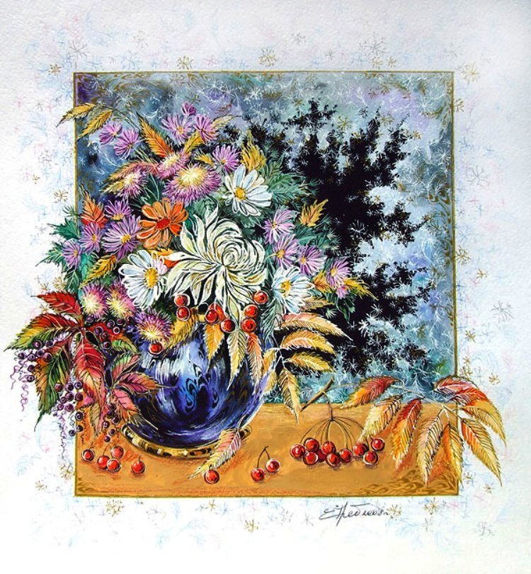 худ. Екатерина Гребенкина - цветы - оригинал