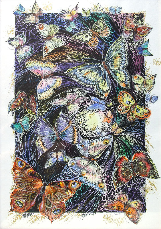 худ. Екатерина Гребенкина - бабочки - оригинал