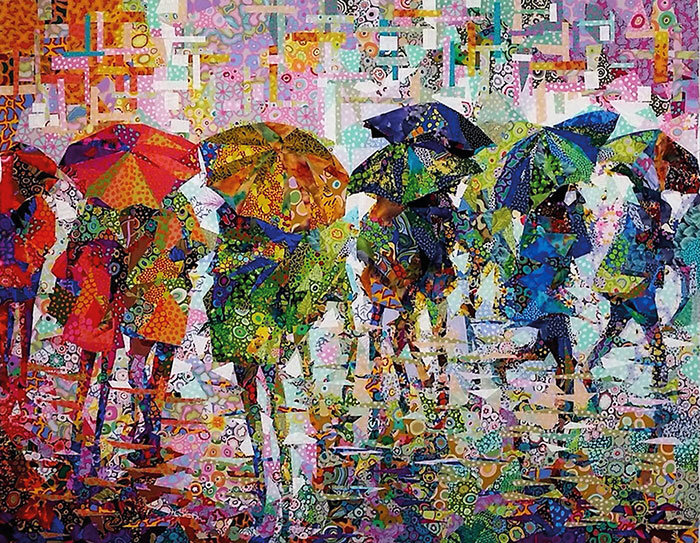 дождь зонтики пэчворк - зонтики, дождь - оригинал