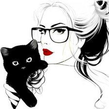 Схема вышивки «девушки,коты,красота,гламур,черно-белое»