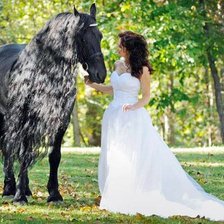 Схема вышивки «лошадь с девушкой»