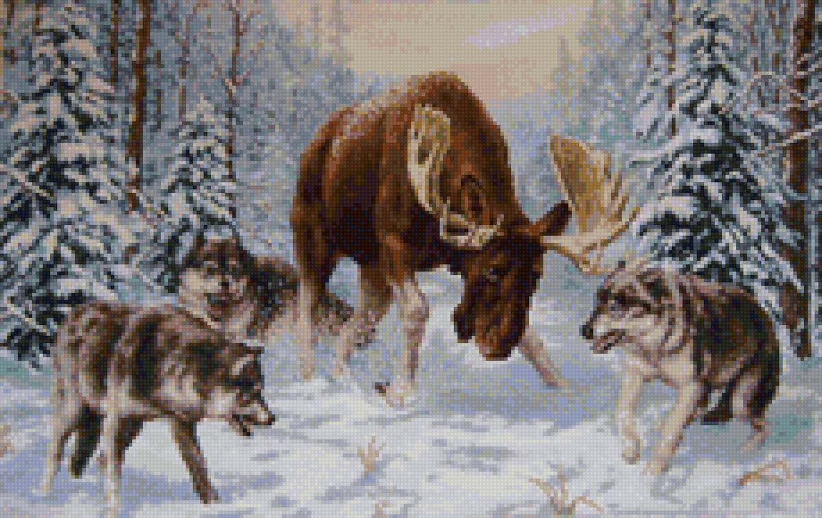 в лесу - лось, лесные звери - предпросмотр