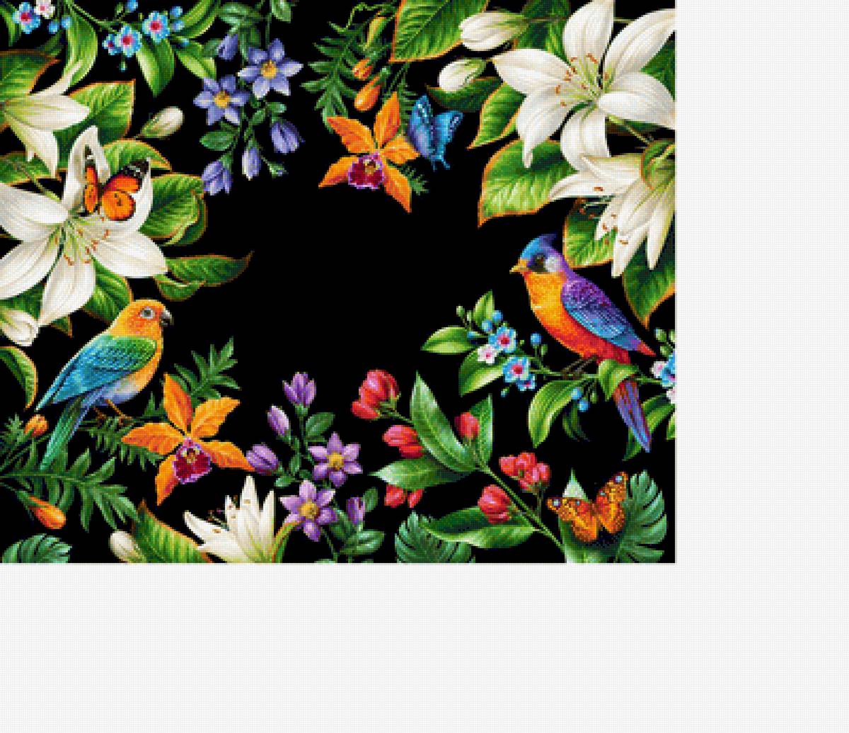 Для подушки - птицы, цветы, на черном - предпросмотр