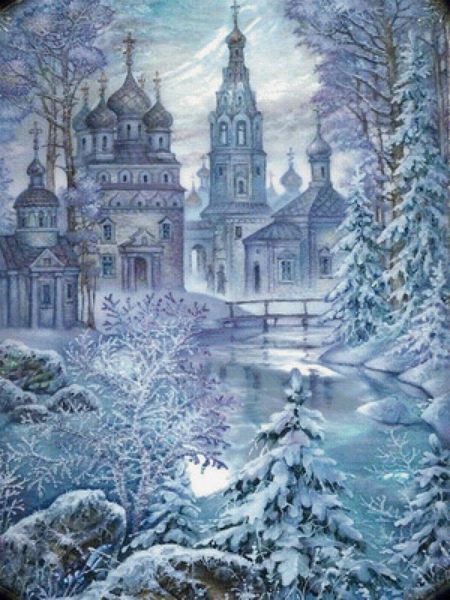 зимняя сказка - природа, зима, пейзаж, картина - предпросмотр